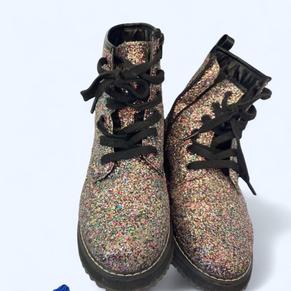 Multicoloured glittery lace up boots #glitter 5